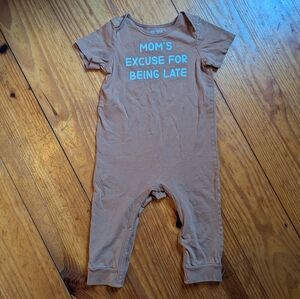 Mom's Excuse For Being Late Short Sleeve Romper Okie Dokie Size 18 Months